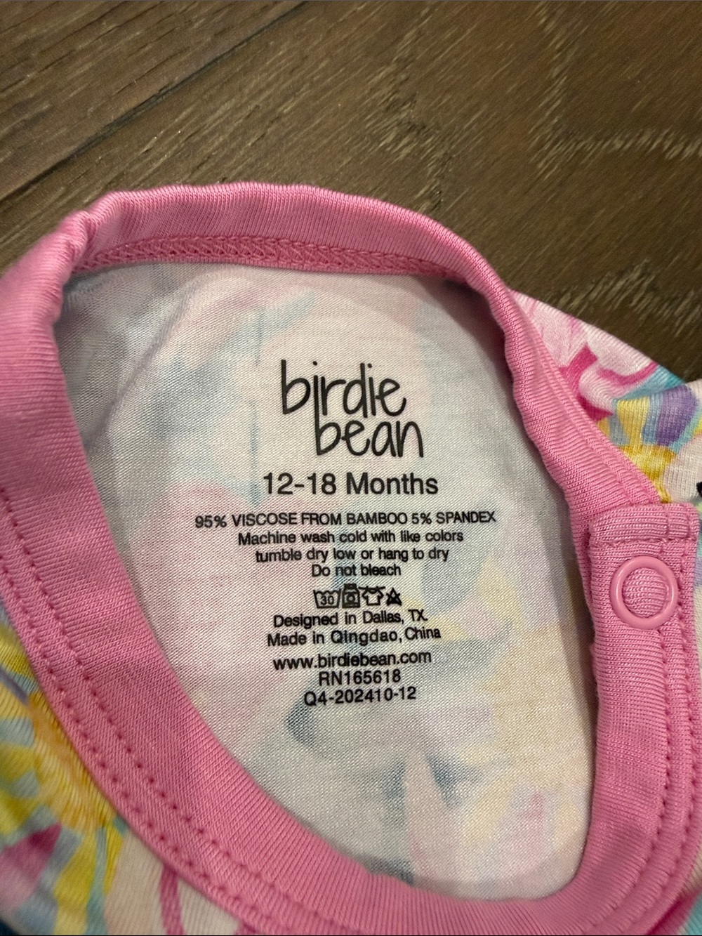 Birdie Bean Bunny Floral Skirted Onesie - Pink & Aqua - Picture 3 of 4